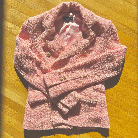 Generation Love Pink Distressed Thread Satin Lined Blazer, S